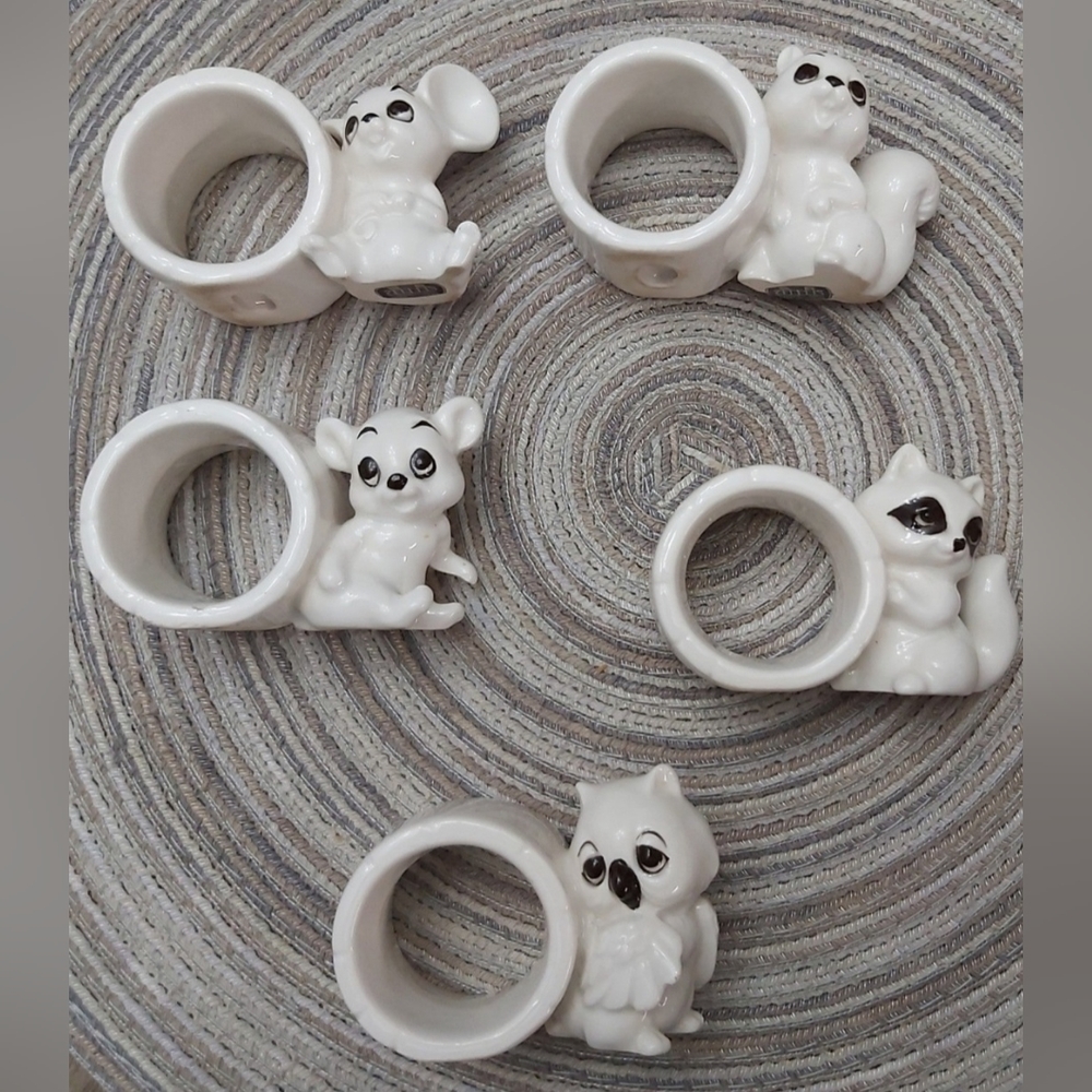 Woodland creatures porcelain napkin rings